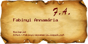 Fabinyi Annamária névjegykártya
